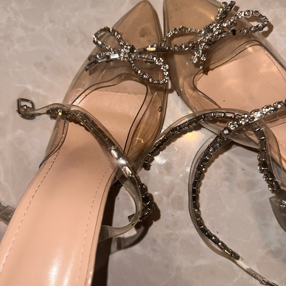 Elegant Crystal-Embellished Transparent Heels